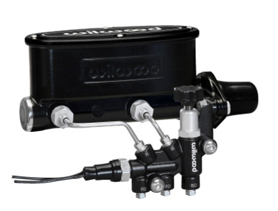 Wilwood HV Tandem M/C Kit w L/H Bracket & Prop Valve - 1in Bore Black - wil261-13269-BK