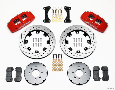 Wilwood Dynapro 6 Front Hat Kit 12.19in Drilled Red 94-01 Honda/Acura w/262mm Disc - wil140-10735-DR