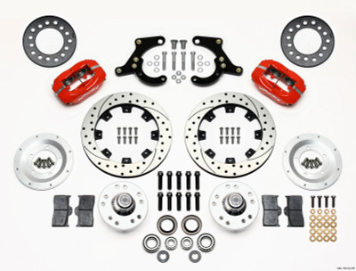 Wilwood Forged Dynalite Front Kit 11.75in Drilled Red 55-57 Chevy - wil140-11010-DR