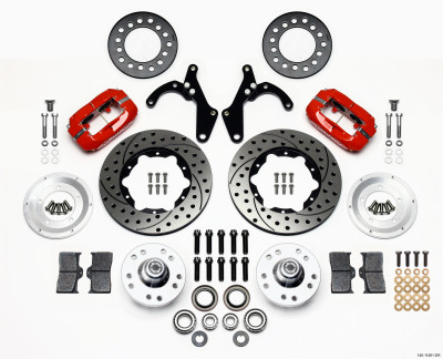 Wilwood Forged Dynalite Front Kit 11.00in Drill-Red 55-57 Chevy - wil140-11491-DR