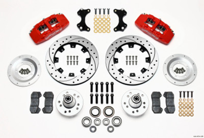 Wilwood Dynapro 6 Front Hub Kit 12.19in Drilled Red WWE ProSpindle - wil140-10741-DR