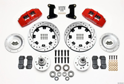 Wilwood Dynapro 6 Front Hub Kit 12.19in Drilled Red 74-80 Pinto/Mustang II Disc Spindle only - wil140-10742-DR