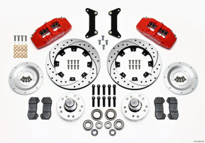 Wilwood Dynapro 6 Front Hub Kit 12.19in Drilled Red 79-87 GM G Body - wil140-12837-DR