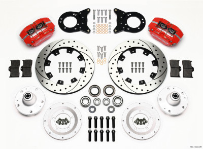 Wilwood Dynapro Dust-Boot Front Kit 12.19in Drill Red 1965-1969 Mustang Disc & Drum Spindle - wil140-13344-DR