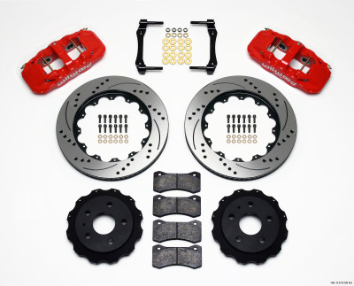 Wilwood AERO4 Rear Kit 14.25in Drilled Red 2010-2015 Camaro - wil140-11270-DR