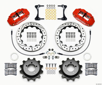 Wilwood Narrow Superlite 4R Rear Kit 12.88in Drilled Red 99-05 WRX / 99-07 Impreza - wil140-12878-DR