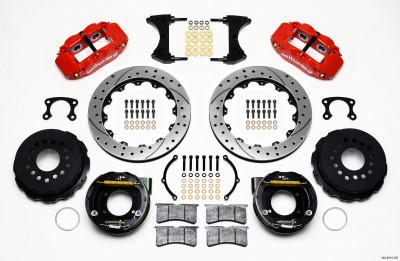 Wilwood Narrow Superlite 4R Rear P-Brk Kit 12.88in Drill Red Big Ford New Style 2.50in Offset - wil140-9219-DR