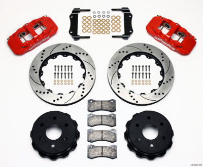 Wilwood AERO4 RearTruck Kit 14.25in Drill Red 1999-2010 GM 1500-SUV 1 Piston OE Caliper - wil140-9407-DR