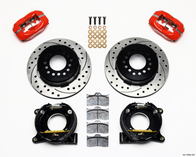 Wilwood Forged Dynalite P/S Park Brake Kit Drilled Red Chevy C-10 2.42 Offset 5-lug - wil140-10094-DR