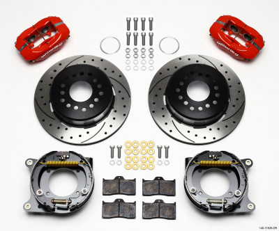 Wilwood Forged Dynalite P/S Park Brake Kit Drill-Red Impala 59-64 / Corvette 57-62 - wil140-11828-DR