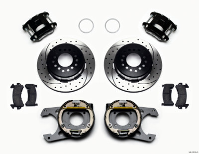 Wilwood D154 P/S Park Brake Kit Drilled Chevy 12 Bolt 2.75in Off w/ C-Clips - wil140-12215-D