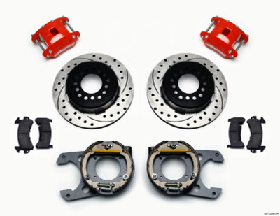 Wilwood D154 P/S P-B Kit Drilled-Red Chevy C-10 2.42 Offset 5-lug - wil140-12569-DR
