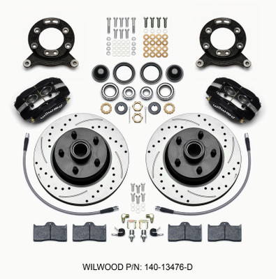 Wilwood Forged Dynalite-M Front Kit 11.30in 1 PC Rotor&Hub-Drill 65-69 Mustang Disc & Drum Spindle - wil140-13476-D