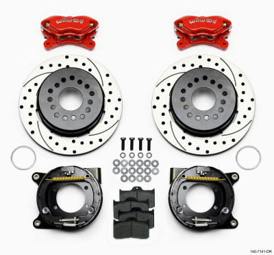 Wilwood Forged Dynalite P/S P-B Kit Drilled-Red Chevy 12 Bolt w/ C-Clips - wil140-7141-DR