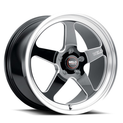 WELD Ventura 5 Drag Gloss Black Wheel with Milled Spokes 15x10 | 5x114.3 BC (5x4.5) | +50 Offset | 7.50 Backspacing - S155B0067P51 for Shelby GT500 2007-2014, Mustang S197 V6 / GT 2005-2014, Mustang S550 GT / V6 / EcoBoost 2015-2023, Supra MK4 1993-2002, Mustang S650 GT / EcoBoost 2024-2025