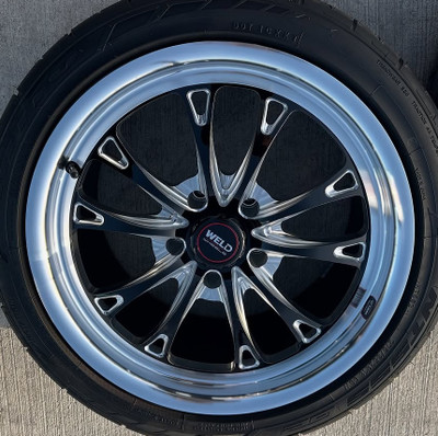 WELD Belmont Drag Gloss Black Wheel with Milled Spokes 17x11 | 5x120.65 BC (5x4.75) | +43 Offset | 7.75 Backspacing - S15771163P43 for 2006, 2007, 2008, 2009, 2010, 2011, 2012, 2013 Chevrolet Corvette C6 Z06 / Grand Sport