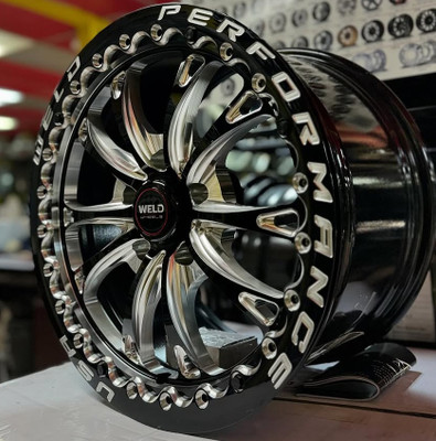 WELD Belmont Beadlock Drag Gloss Black Wheel with Milled Spokes 17x10 | 5x127 BC (5x5) | +38 Offset | 7.00 Backspacing - S90870075P38 for Durango Hellcat / SRT 2021-2024, Jeep Grand Cherokee SRT8 2006-2010, Jeep Grand Cherokee SRT 2012-2021, Jeep Trackhawk SRT 2018-2021