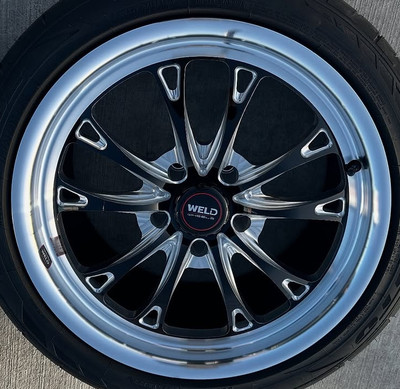 WELD Belmont Drag Gloss Black Wheel with Milled Spokes 17x10 | 5x114.3 BC (5x4.5) | +25 Offset | 6.50 Backspacing - S15770067P25 for Explorer ST 2020-2024, 1994-1998 Mustang GT / Cobra, 1999-2004 Mustang GT / Cobra, Nissan 370Z (Z34) 2009-2020, Nissan 350Z (Z33) 2002-2008