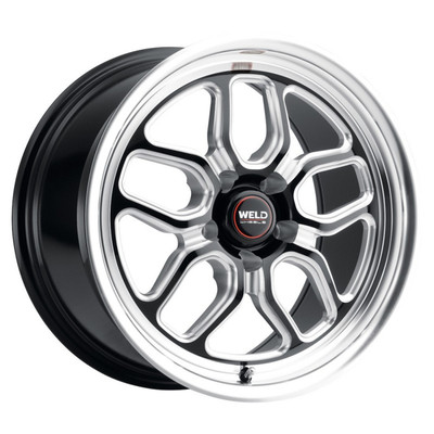 WELD Laguna 5 Drag Gloss Black Wheel with Milled Spokes 20x8 | 5x114.3 BC (5x4.5) | +0 Offset | 4.50 Backspacing - S15208067P00 for 2020, 2021, 2022 Shelby GT500 Mustang and 2015, 2016, 2017, 2018, 2019, 2020 Ford Mustang Shelby GT350