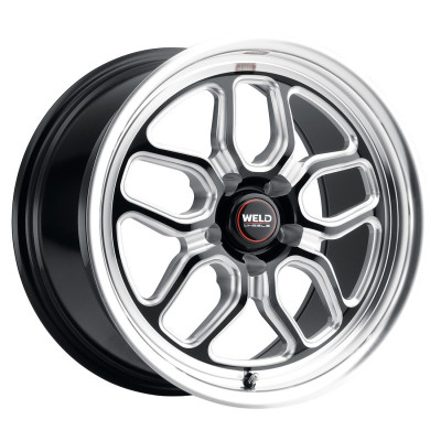 WELD Laguna Street Gloss Black Wheel with Milled Spokes 18x12 | 5x120.65 BC (5x4.75) | +50 Offset | 8.5 Backspacing - S10782062P50 for Corvette C6 Z06 / Grand Sport / ZR1 2006-2013, Corvette C7 Z06 / Grand Sport / ZR1 2014-2019