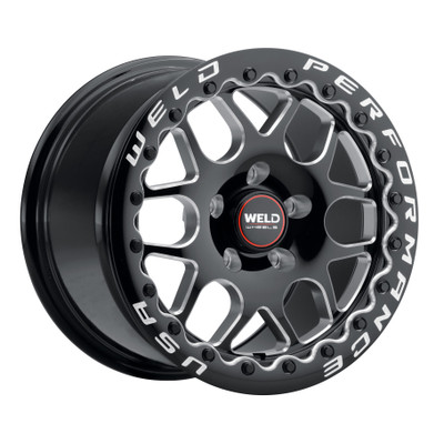 WELD Solana Beadlock Drag Gloss Black Wheel with Milled Spokes 15x10 | 5x120.65 BC (5x4.75) | +45 Offset | 7.27 Backspacing - S910B0063P45 for Camaro 1993-2002, Firebird 1993-2002, Corvette C6 Grand Sport / Z06 2005-2013, Corvette C7 Grand Sport / Z06 2014-2019
