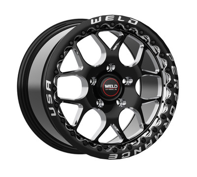 WELD Solana Beadlock Drag Gloss Black Wheel with Milled Spokes 18x10 | 5x114.3 BC (5x4.5) | +45 Offset | 7.27 Backspacing - S91080067P45 for Shelby GT500 2007-2014, Mustang S197 V6 / GT 2005-2014, Mustang S550 GT / V6 / EcoBoost 2015-2023, Supra MK4 1993-2002, S650 Mustang GT / EcoBoost 2024+
