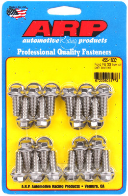 ARP Oil Pan Stud/Bolt Kit, Stainless Steel | Ford FE SS - High-Strength | 455-1802
