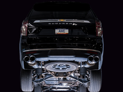 AWE Tuning 2021-2026 Chevy Suburban | GM Yukon XL 6.2L 0FG Edition Cat Back Exhaust | Quad Chrome Silver Tips | 3015-42221