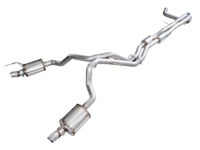 AWE 0FG Dual Exit Cat-Back Exhaust 3015-31321 for 2021-2026 Cadillac Escalade 6.2L reusing factory OEM exhaust tips