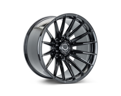 Vossen HFX-2 Gloss Black Wheel 24x11 | 8x180 BC | ET0 (HFX2-4Z46-GB) front face view - fits Chevrolet Silverado 2500HD 2011-2026, GMC Sierra 2500HD 2011-2026, Chevrolet Silverado 3500HD SRW 2011-2026, GMC Sierra 3500HD SRW 2011-2026