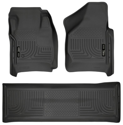 Husky Liners WeatherBeater Combo Floor Liners, Black for 2008-2010 Ford SD Crew Cab (w/o Manual Trans Case) - Part #98381
