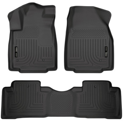 Husky Liners WeatherBeater Combo Floor Liners (One Piece for 2nd Row), Black for 2009-2015 Honda Pilot - Part #98421