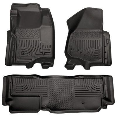 Husky Liners WeatherBeater Combo Floor Liners, Black for 2011-2012 Ford SD Super Cab (w/o Manual Trans Case) - Part #98721