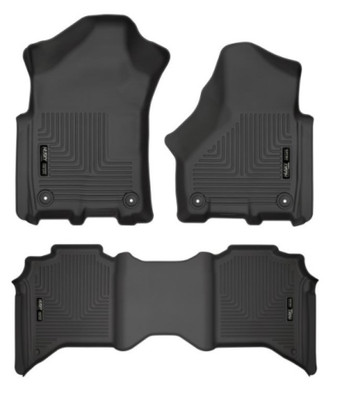 Husky Liners WeatherBeater Front & 2nd Row Seating Floor Liners, Black for 2019-2027 Ram 2500/3500 Crew Cab - Part #94111