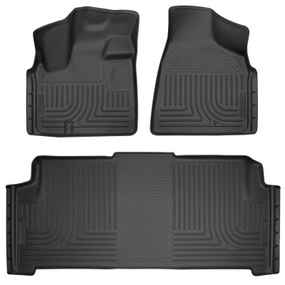 Husky Liners WeatherBeater Front & 2nd Row Seating Floor Liners, Black for 2008-2020 Dodge Grand Caravan - Part #93691