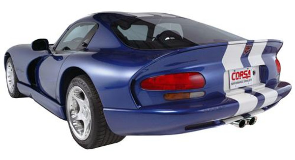 Corsa 14122 Sport Polished Single 4.0" Dual Center Rear Cat-Back for 1996-2002 Dodge Viper RT 8.0L V10