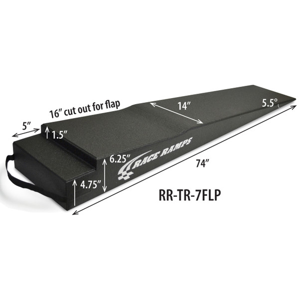Race Ramps 7" Height Trailer Ramps w/Flap Cutout 5.5 Degree Angle 74¬îL x 14¬îW (Set of 2) RR-TR-7-FLP