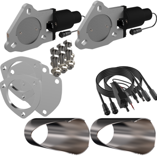 QTP Dual 3" Bolt-On Electric Exhaust Cutout Valves with 2.75" Weld-On Cutout Pipes #QTEC55DIY