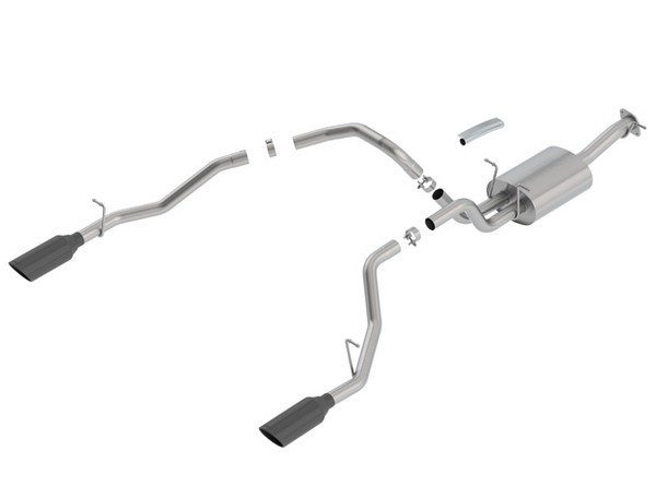 Borla S-Type Cat-Back Exhaust with Black Chrome Tips for 2019-2023 Ram 1500 5.7L (Crew Cab Short Bed & Quad Cab Std. Bed) #140752BC