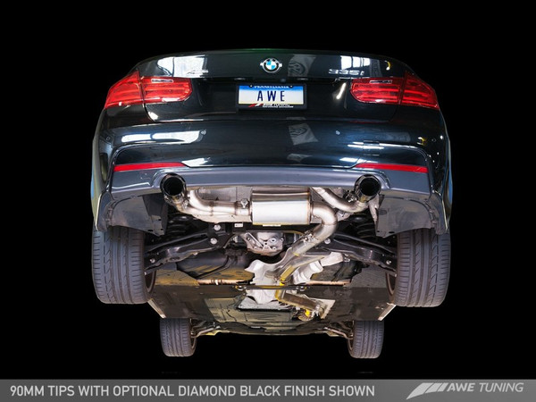 AWE Tuning 2012-2019 BMW F3X 335i | Touring Edition Axle Back Exhaust | 2014-2016 BMW 435i | Diamond Black Tips (102mm) | 3010-33030