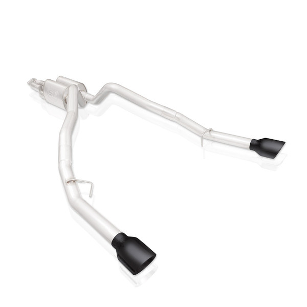 Stainless Works 2019-2023 Ram 1500 5.7L 3" Redline Cat-Back Exhaust with Dual Exit Under Rear Bumper (Black Tips) - RAM19CBR-B