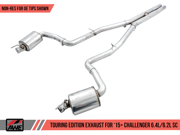 AWE Tuning 2015-2023 Challenger SRT 6.4L | Touring Edition 3 inch Cat-Back Exhaust | Hellcat 6.2L SC | Non-Resonated | Stock Tips | 3020-11028