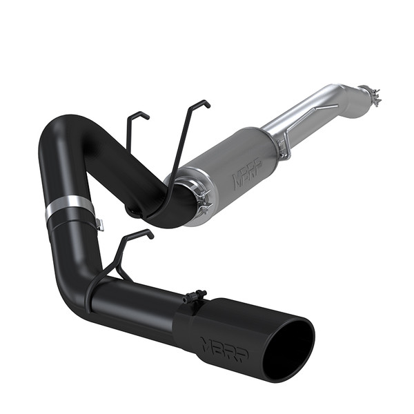 MBRP 4" Resonator-Back Single Side Exit Black Coated Exhaust with 5" Black Tip for 2017-2020 Ford Super Duty 6.2L & 7.3L V8 - S5247BLK