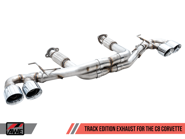 AWE Tuning 2020-2025 Chevrolet Corvette C8 Stingray & E-Ray | Track Edition Exhaust (Quad Chrome Silver Tips) | 3020-42080