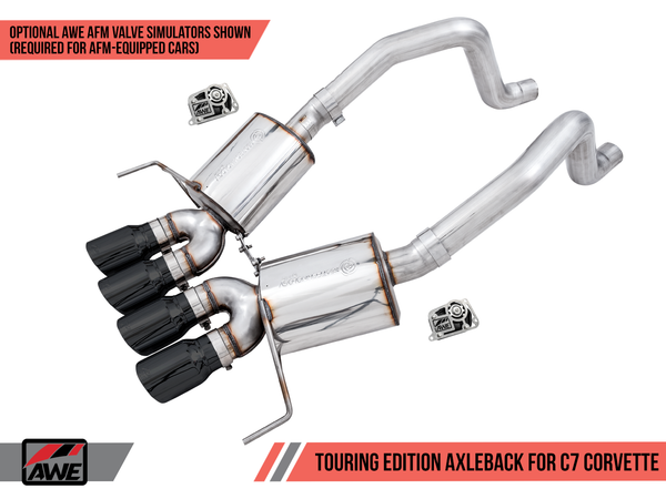 AWE Tuning 2014-2019 Chevrolet C7 Corvette Stingray | Touring Edition Axle-Back Exhaust (Diamond Black Tips) w/o AFM | Z51 | Grand Sport | Z06 | ZR1 | 3015-43143