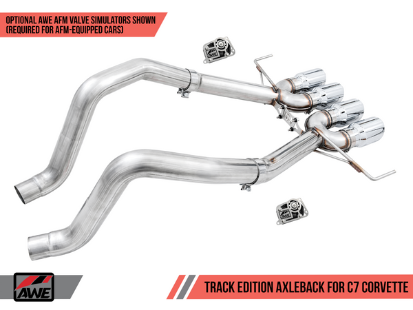 AWE Tuning Track Edition Axle-Back Exhaust (Chrome Silver Tips) w/o AFM for 2014-2019 Chevrolet C7 Corvette Stingray / Z51 / Grand Sport / Z06 / ZR1 - 3020-42073