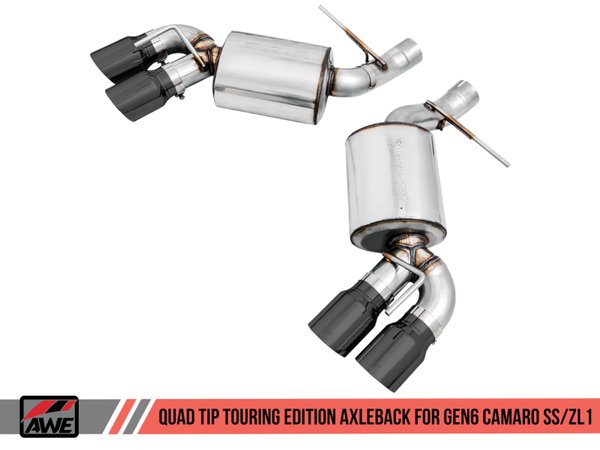 AWE Tuning 2016-2024 Chevrolet Camaro SS & ZL1 | Touring Edition Axle-Back Exhaust (Quad Diamond Black Tips) | 3015-43115