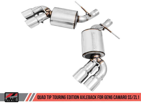 AWE Tuning Touring Edition Axle-Back Exhaust (Quad Chrome Silver Tips) for 2016-2024 Chevrolet Camaro SS & ZL1 - 3015-42093
