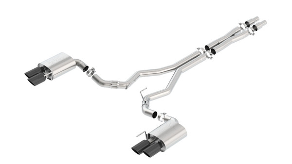 Borla 3" ATAK Cat-Back Exhaust (Black Chrome Quad Tips w/o Active Valves) for 2018-2023 Mustang GT 5.0L - 140746BC
