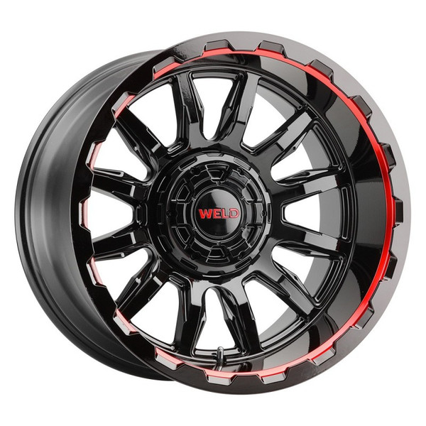 WELD Off-Road Wheel 20x10 Gauntlet W138 Gloss Black with Milled Red | 6x139.7 | -18 Offset | 4.75 Backspace | 2021-2024 Ram TRX | 2016-2026 Tacoma | 2002-2023 4Runner | 2019-2026 Ram 1500 | 2007-2023 Silverado / Sierra 1500 | W13800098475